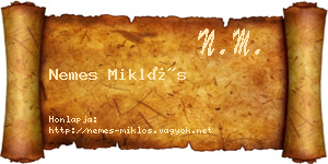 Nemes Miklós névjegykártya